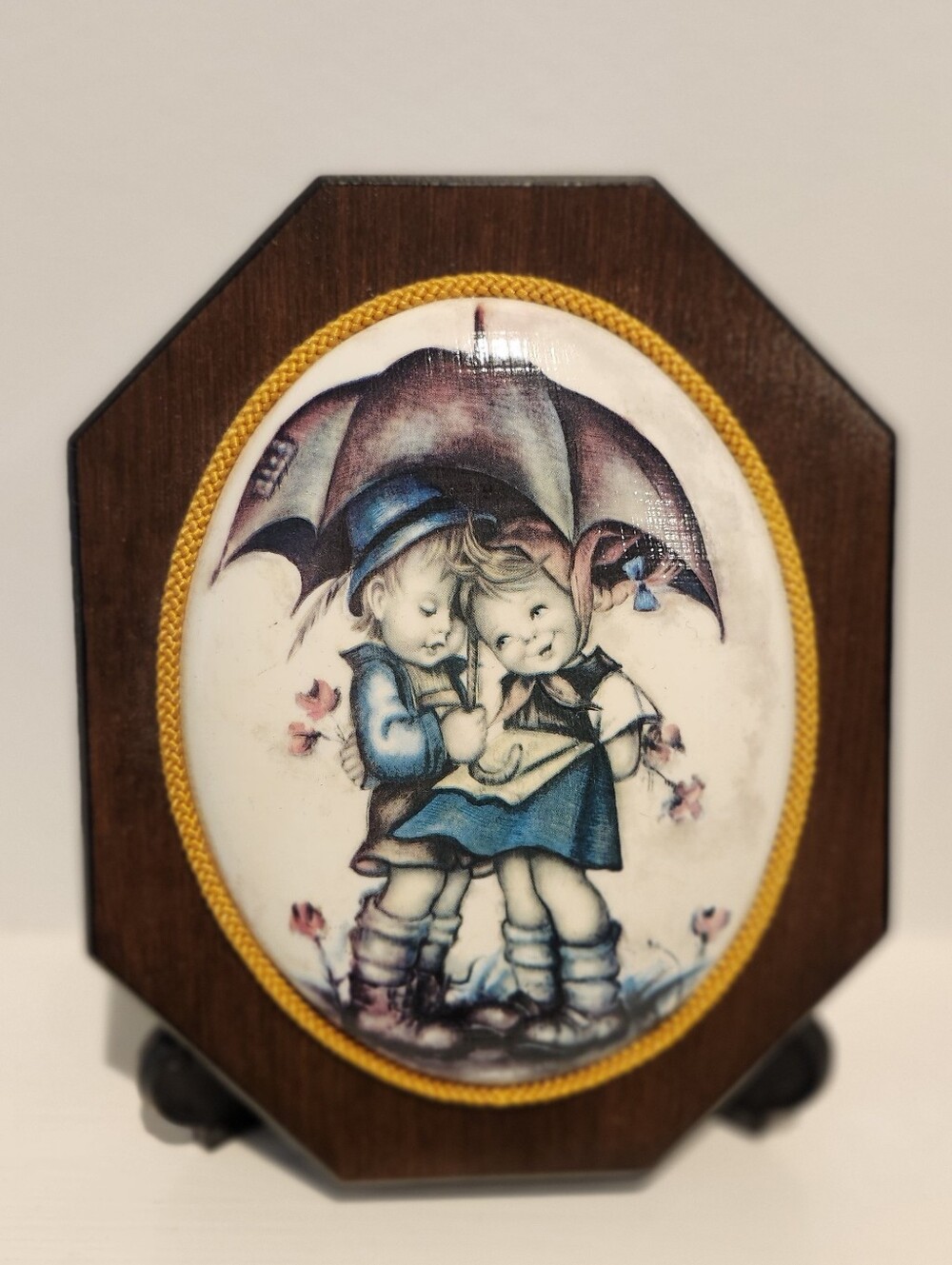 Vintage Hummel paintings, wooden frame, old print from the 60s, wall decoration